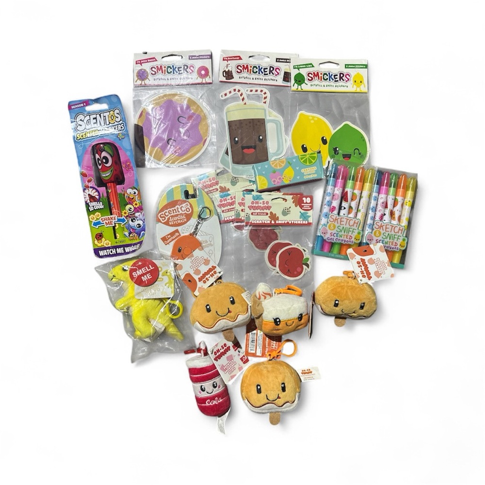 Smelly Stickers, Crayons, Backpack buddies, Keychain Bundles All Brand New